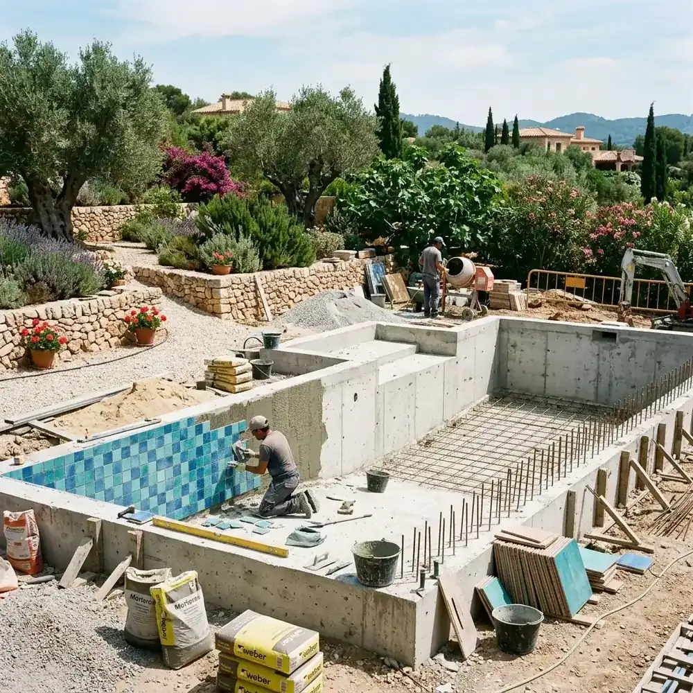 Construcción de piscina de obra en Murcia